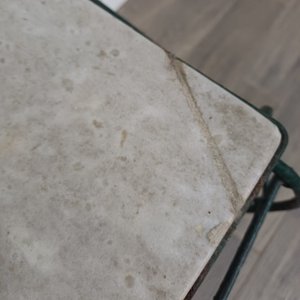 Mesa de Jardín Antigua Hierro y Mármol Restaurada - imagen 5