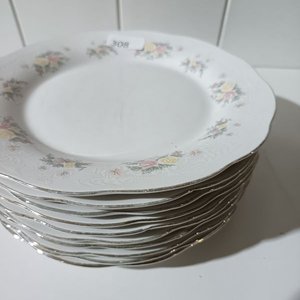 Lote de 10 Platos Llanos con Borde Dorado y Diseño Floral - imagen 4
