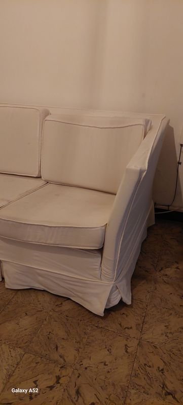 Sillon de tres cuerpos tapizado en tela blanco - imagen 2