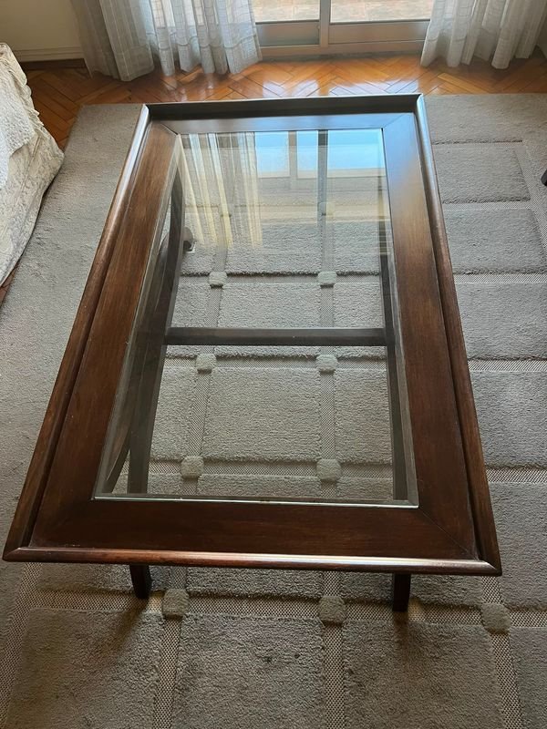Mesa de Centro Rectangular de Madera y Vidrio - imagen 1