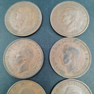 Conjunto de 6 Monedas de Bronce con Perfil Real - imagen 3