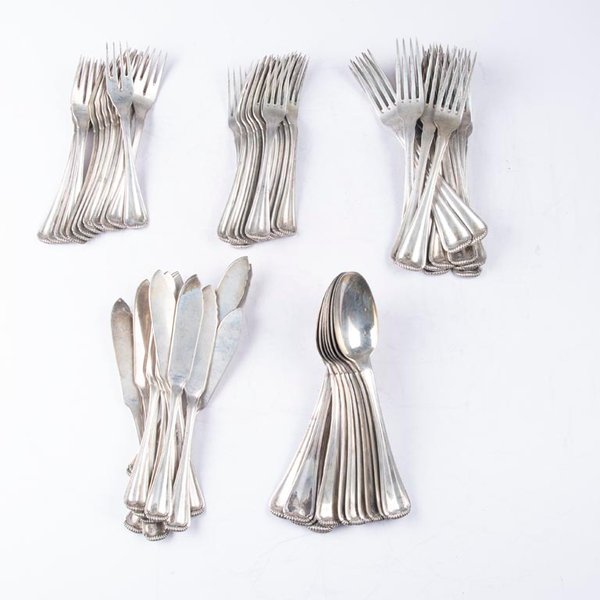 Set de 60 Piezas de Cubiertos de Plata 800 - 3900gr