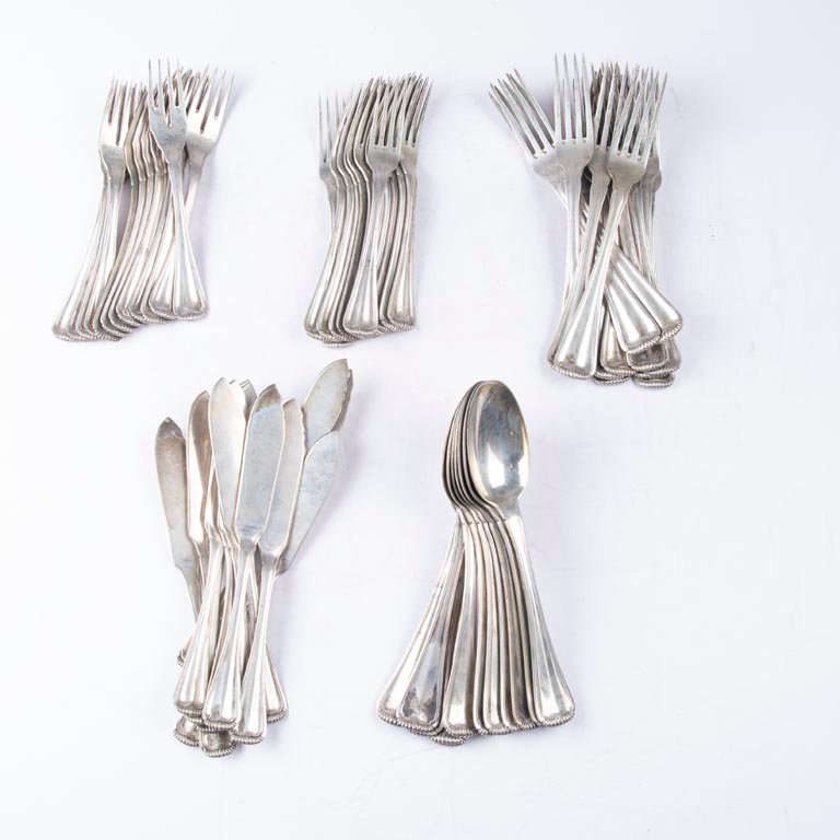 Set de 60 Piezas de Cubiertos de Plata 800 - 3900gr