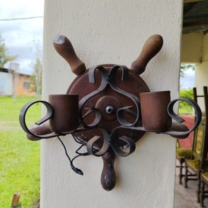 Aplique de Pared Estilo Timón con Soportes para Velas - imagen 2