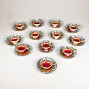 Juego de 24 Pocillos de Café y Platillos de Porcelana Japonesa con Escenas Románticas - imagen 2
