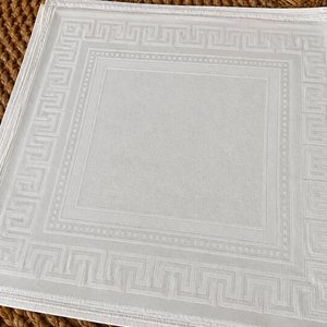 Elegantes Servilletas Blancas Damasco con Guarda Griega (6 Unidades) - imagen 1