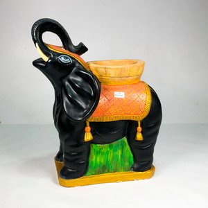 Figura de Elefante Decorativo en Cerámica Negra de 44 cm - imagen 2