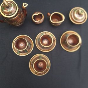 Juego de Té de Cerámica Marrón y Verde - imagen 3