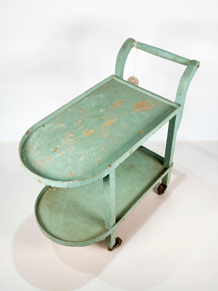 Mesita de juguetes rodante en madera color verde - imagen 4