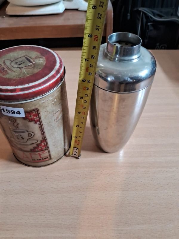 Lote de coctelera y lata de café vintage - imagen 2