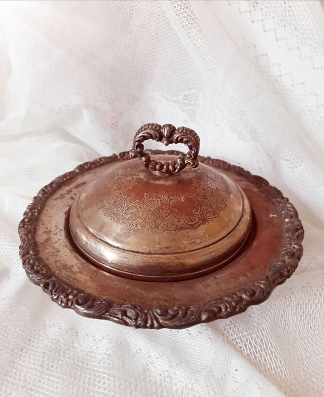 Sopera o Centro de Mesa Antiguo en Metal Plateado - Estilo Victoriano - imagen 2