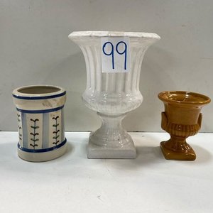Jarrón Blanco y Dos Porta Lápices de Cerámica - imagen 2