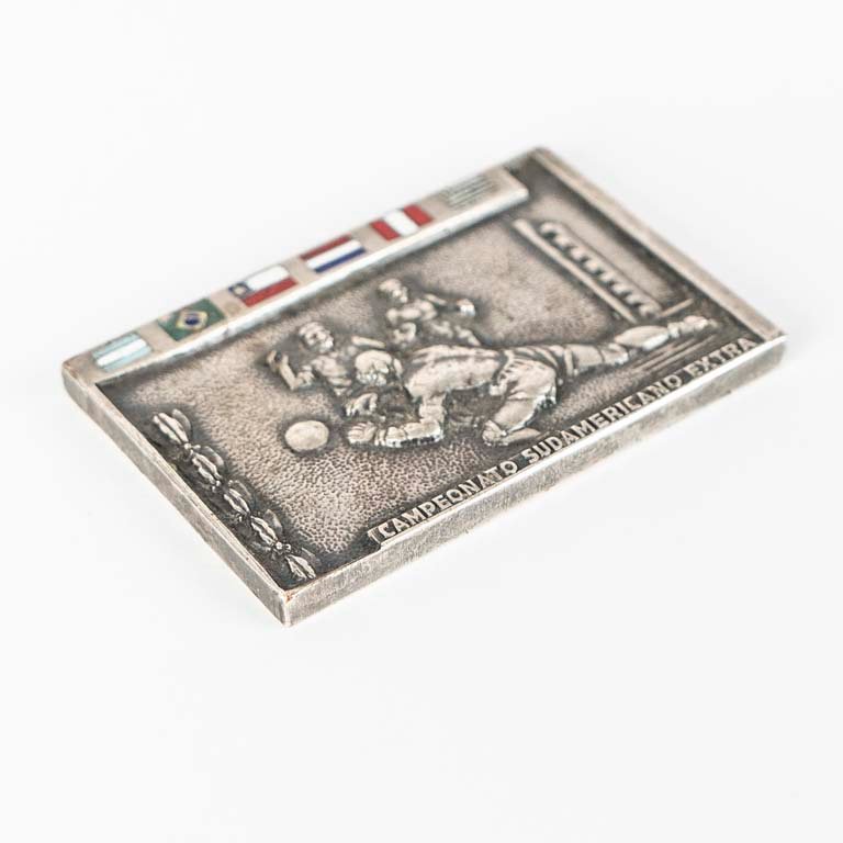 Plaqueta de la AUF de bronce y esmalte - Campeonato Sudamericano Extra Montevideo 1956 - imagen 3