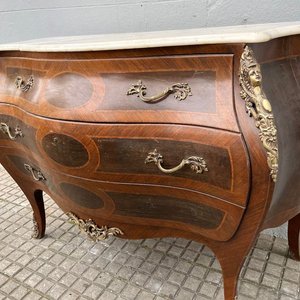 Cómoda Estilo Luis XV Rococó Francés Bombé con Mármol - imagen 8