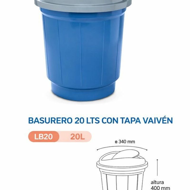 Lote siguiente: Basurero de 20 litros con tapa vaivén