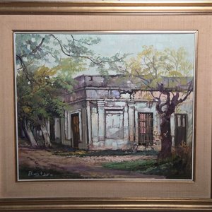 Óleo "Casa de Alquiler" de Alberto Tomás Gini (1985) - imagen 1