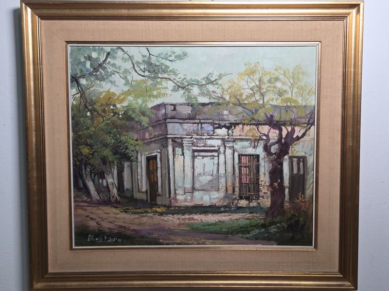 Óleo "Casa de Alquiler" de Alberto Tomás Gini (1985)
