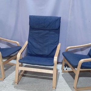 3 Sillas Flex Tapizadas en Tela Azul - imagen 2