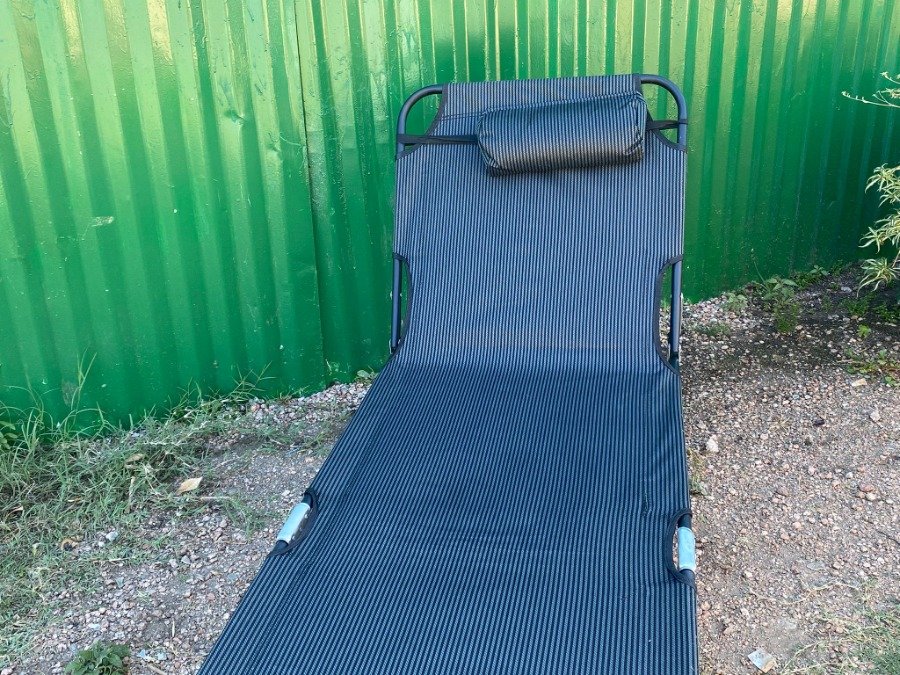 Catre plegable para camping con rayas y regulación - imagen 3