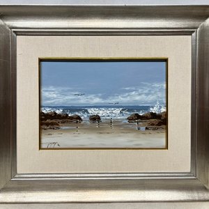 Oleo "Playa" de Adolfo Sayago - 23 x 32 cm - imagen 2