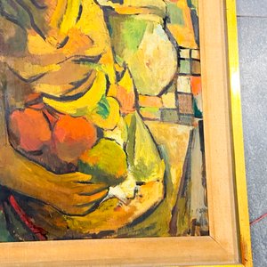 Cuadro oleo dama, marco madera 65 x 48 cm - imagen 4