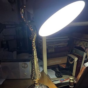 Lámpara de Mesa de Bronce con Pantalla Metálica Esmaltada - imagen 6