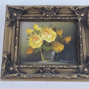 Par de Cuadros Decorativos Firmados: Paisaje y Flores Amarillas - imagen 4