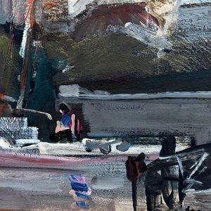 Pintura "Puerto" de Hugo Nantes, Acrílico sobre Fibra, 80x60 cm - imagen 4