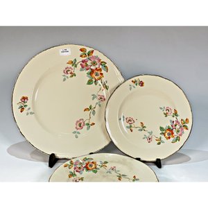Juego de Loza Inglesa Beige con Flores - Plato Torta y 6 Platos Postre - imagen 3