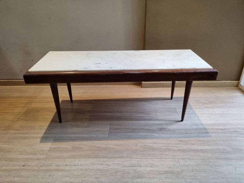 Mesa Ratona Vintage Madera y Mármol Años 60/70