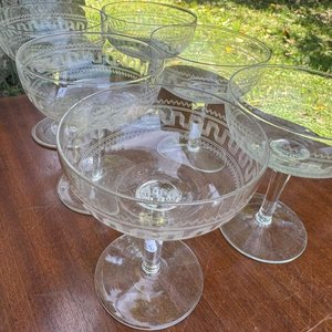 Set de 6 Copas de Cristal Grabado Estilo Vintage - imagen 2