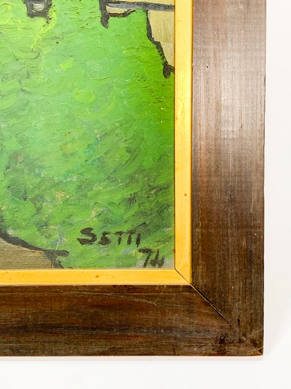 Pintura óleo sobre fibra de Setti, caseríos y catedral - imagen 2