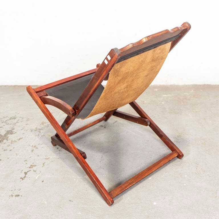 Silla plegable de madera con asiento de cuero - imagen 3