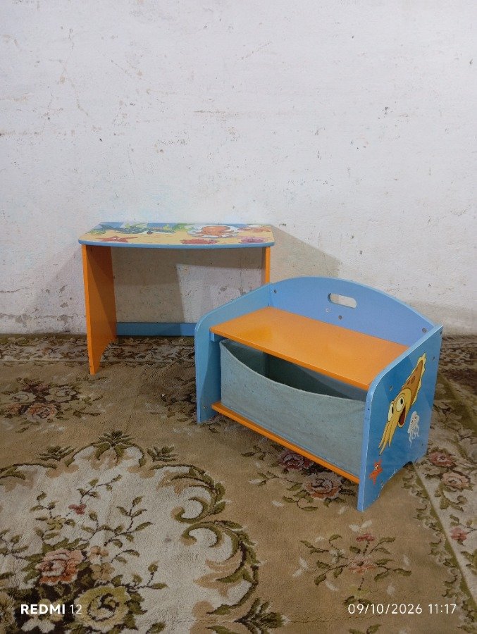 Conjunto Infantil Escritorio y Sillón con Cajón Temática Marina