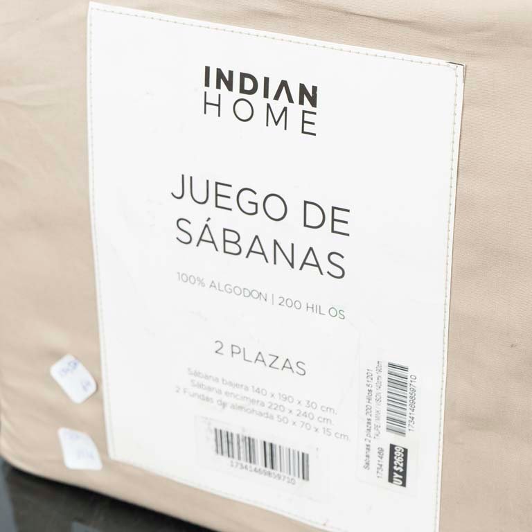 Juego de sábanas de 2 plazas 100% algodón Indian home - imagen 2