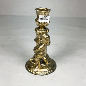 Candelabro de Metal Dorado con Figura de Cupido, 14 cm - imagen 1
