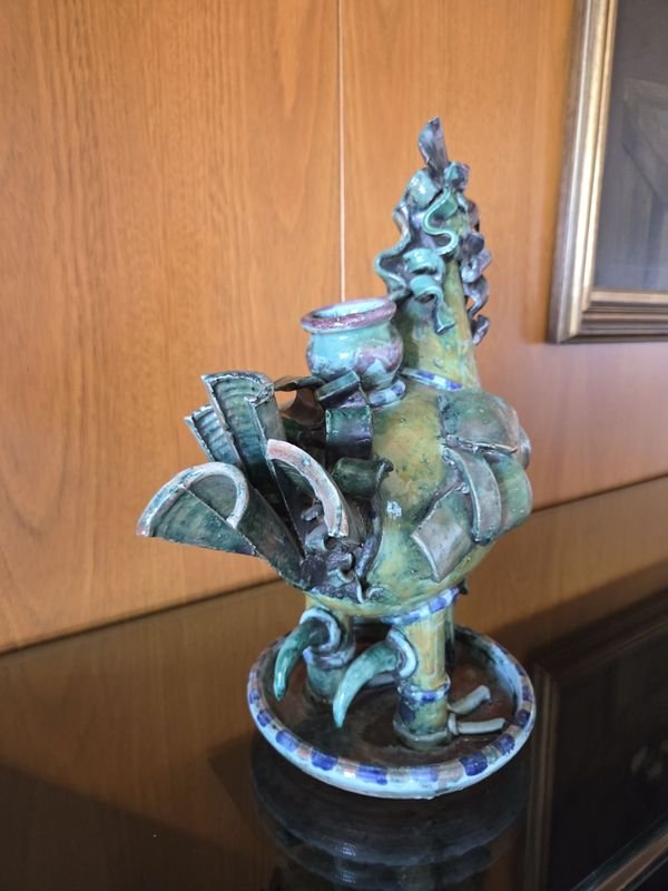 Figurita de cerámica de gallo, posiblemente nacional - imagen 3