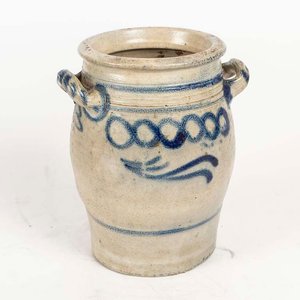 Ánfora de Gres con Asas y Decoración Azul - imagen 1