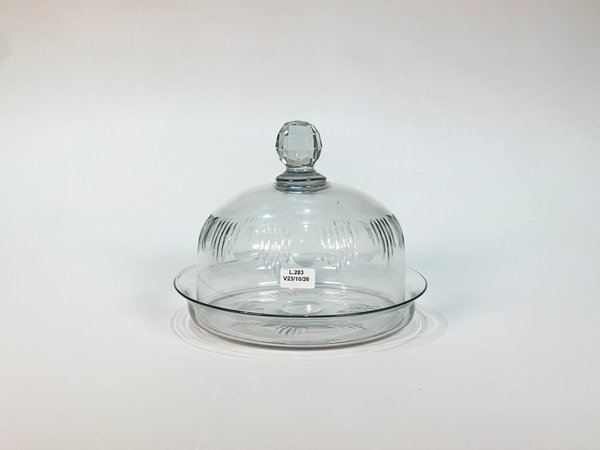 Dulcera de Cristal Facetado con Bandeja y Campana - imagen 1