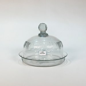 Dulcera de Cristal Facetado con Bandeja y Campana - imagen 1