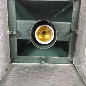 Farol de Chapa Verde con Cadena y Florón, Vidrios Fantasía - imagen 6