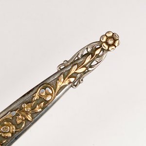 Cuchillo Criollo de Colección con Cabo de Plata y Oro y Vaina Decorada - imagen 7