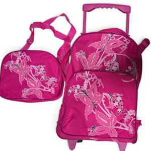 Lote siguiente: Set de Mochila con Ruedas y Bolso Infantil Estampado de Mariposas Fucsia