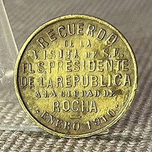 Medalla Conmemorativa Visita Presidencial Rocha 1910 en Bronce - imagen 2