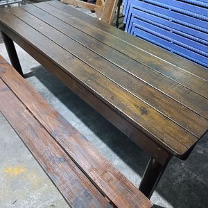 Conjunto Mesa Larga de Madera Maciza con Dos Bancos - imagen 4