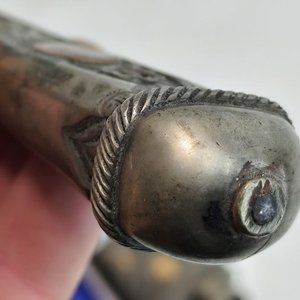 Cuchillo de Campo de Plata y Oro con Vaina de Cuero - imagen 8