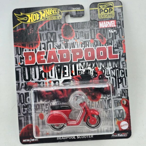 Hot Wheels Premium Deadpool Scooter Rojo Metal - imagen 1