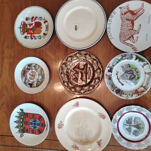 Lote de 9 Platos Decorativos de Colección con Escenas y Escudos - imagen 3