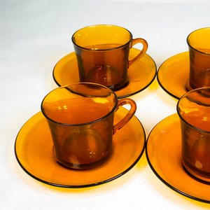 Juego de 12 Tazas y Platitos de Vidrio Color Ámbar - imagen 3