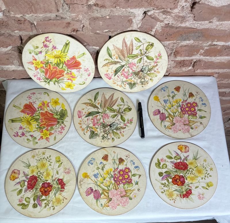 Juego de 6 Sitiales Decorativos con Diseño Floral
